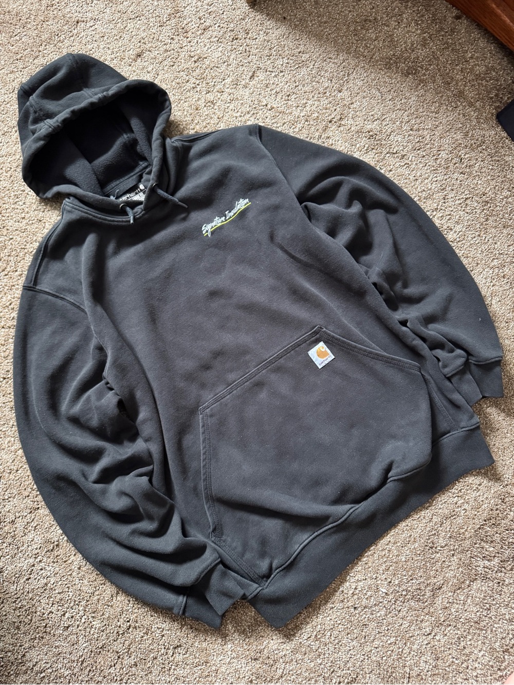 Carhartt Black Hooded Pullover with Script Chest Logo